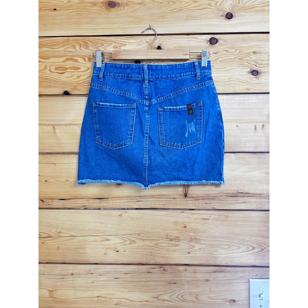 Roxy Womens Denim Mini Skirt Medium Wash Raw Hem Blue Size Small‎ S/P/CH - Picture 5 of 9